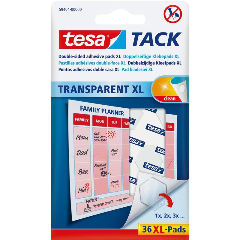 tesa adhesive pads XL TACK 3cm² reusable transparent