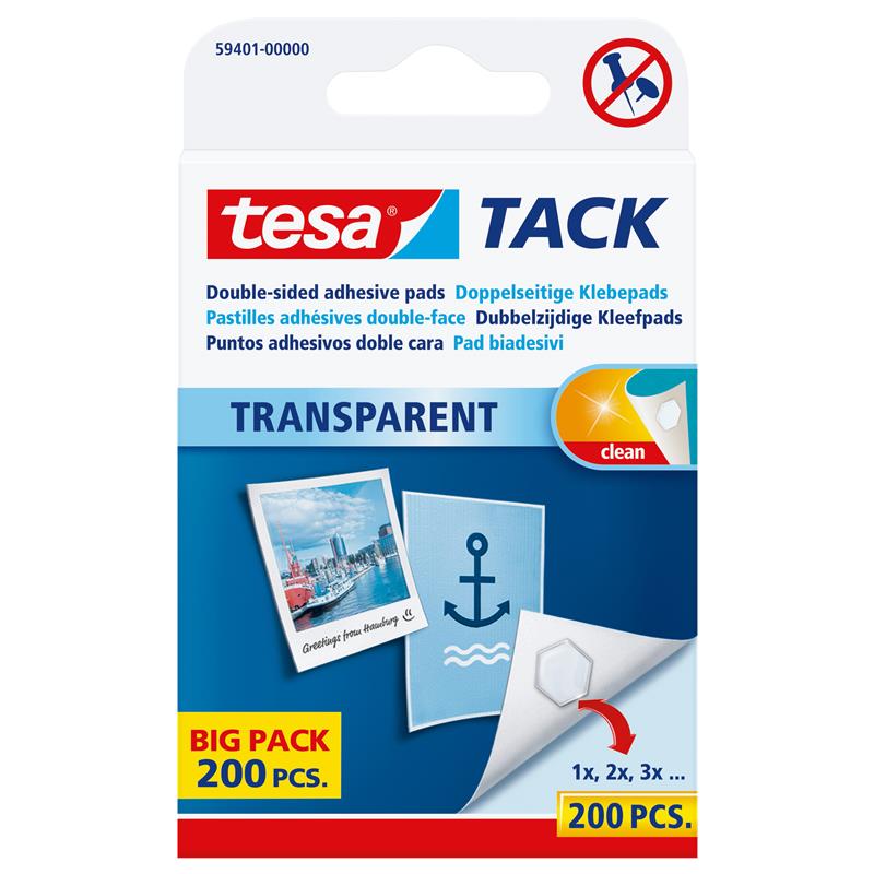 tesa adhesive pads TACK 200pcs reusable transparent