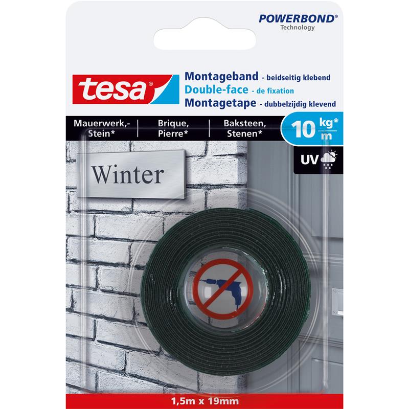 tesa assembly line 1 5m x 19mm for masonry and stone up to 10kg m green