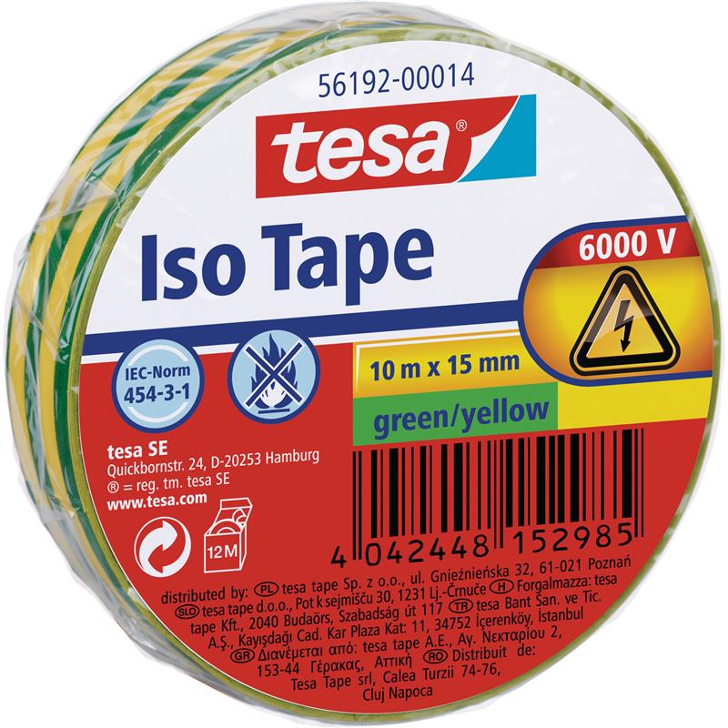 tesa insulating tape 10m x 15mm green yellow