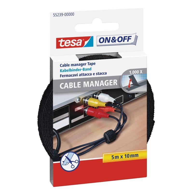 tesa On Off Bundling Cable Manager 5m x 10mm black