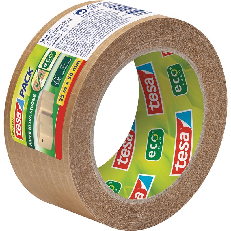 tesapack adhesive tape paper ultra strong 50mm brown thread-reinforced 25m