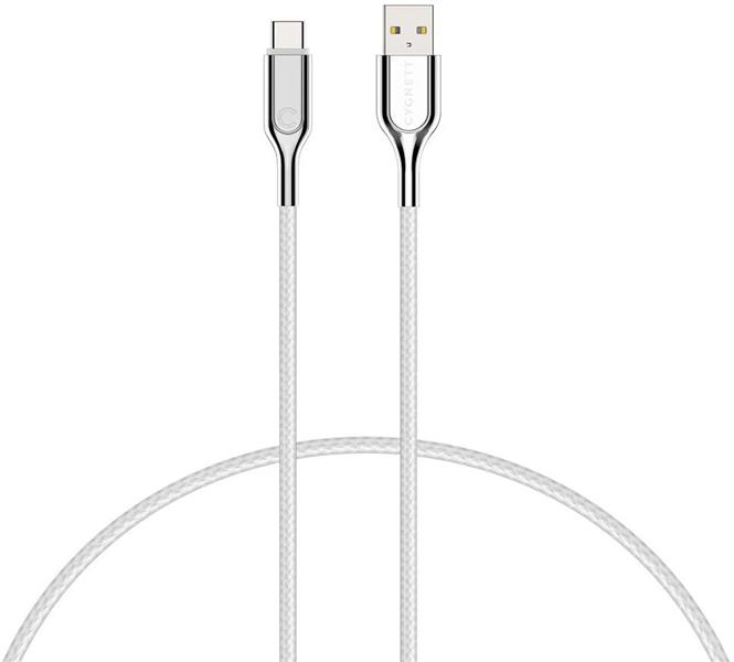 Cygnett Armoured Braided USB-C to USB-A Cable 2m White
