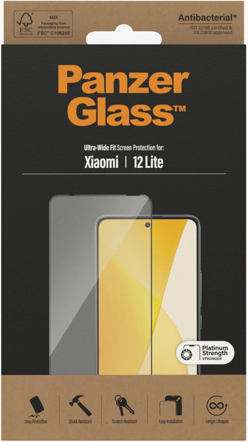 PanzerGlass Xiaomi 12 Lite UWF - Black - Anti-Bacterial