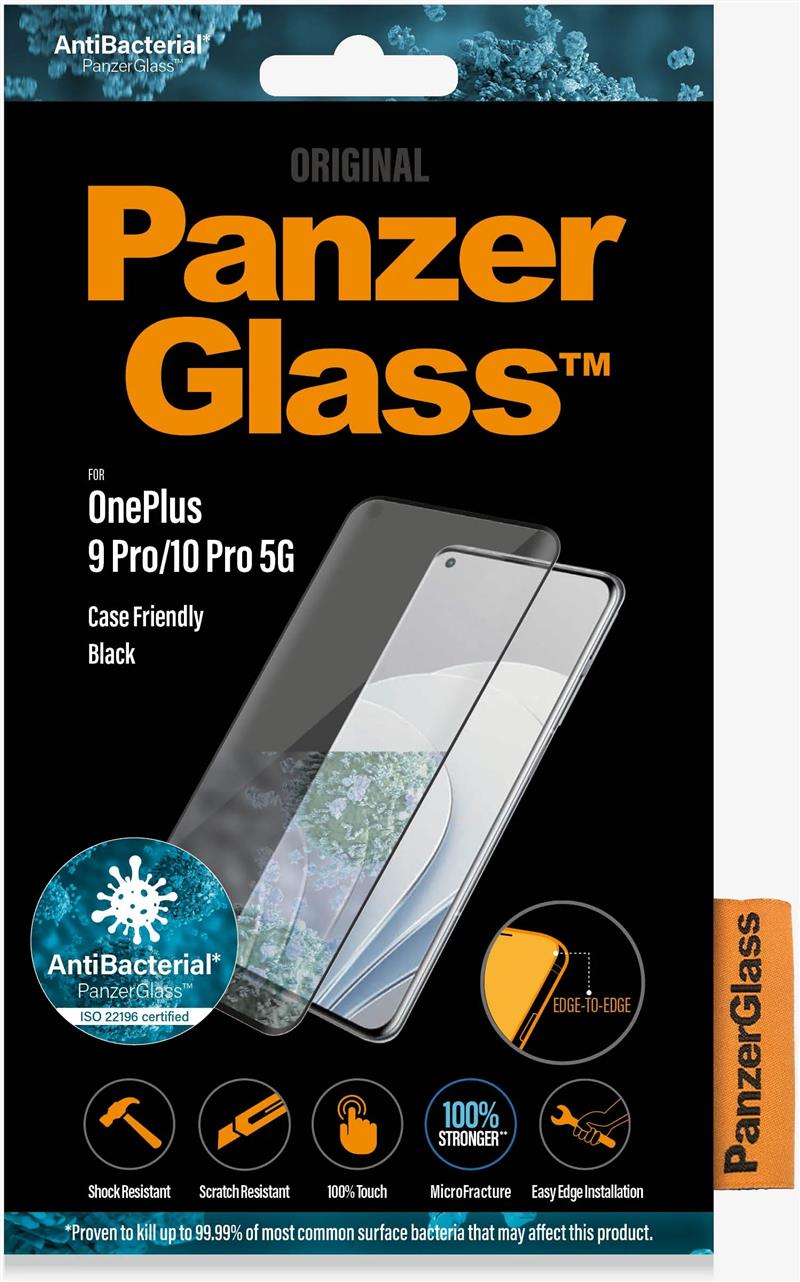 PanzerGlass OnePlus 9 Pro 10 Pro 5G - Black Case Friendly - Anti-Bacterial