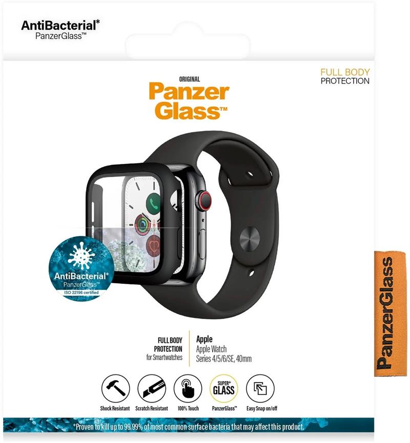 PanzerGlass Full Body Apple Watch 4 5 6 SE 40 mm - Black Anti-Bacterial