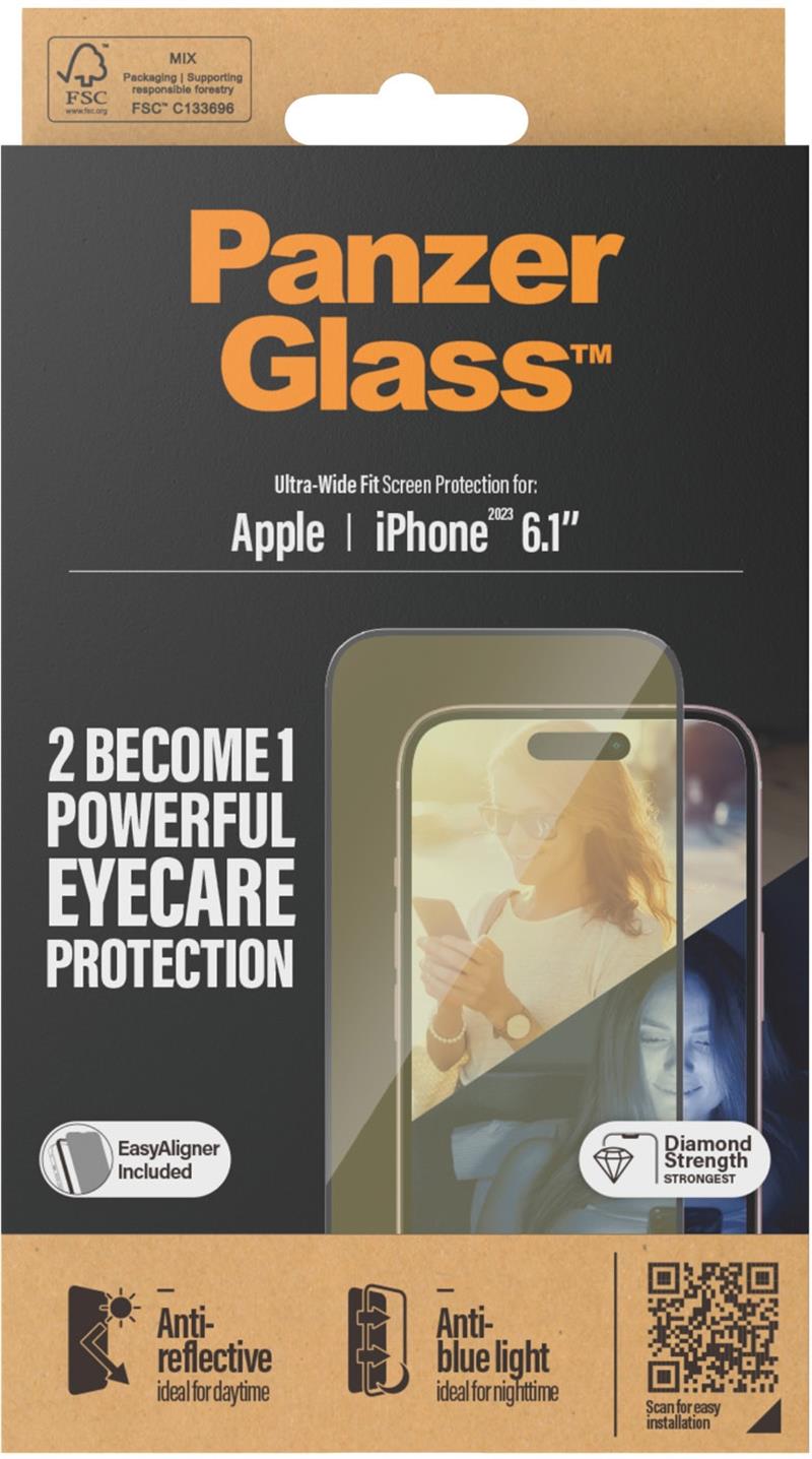 PanzerGlass Apple iPhone 15 Anti-Reflective Anti-Bluelight UWF with EasyAligner