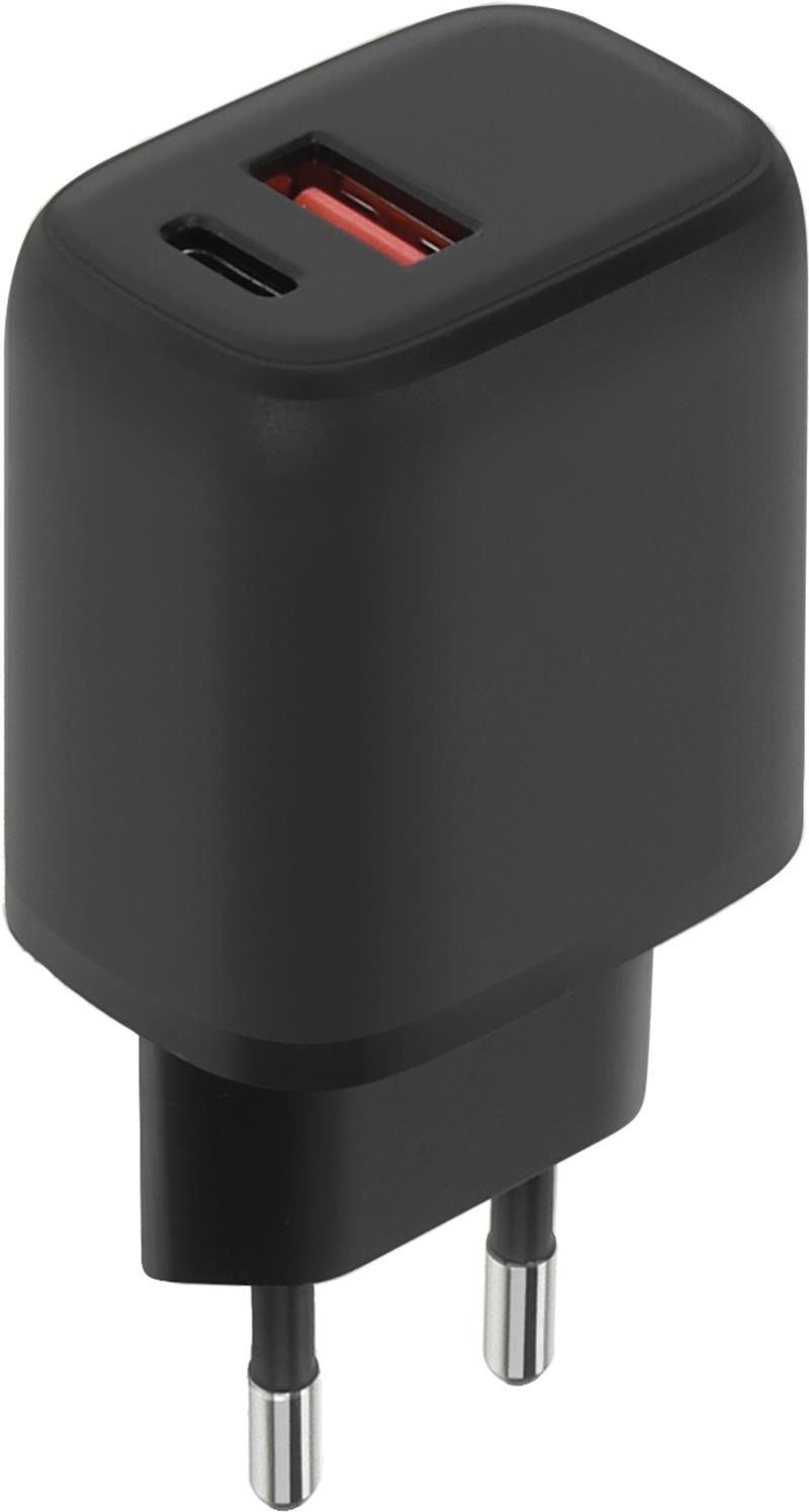 Mobiparts Wall Charger Dual USB-C USB-A 20W Black Bulk 