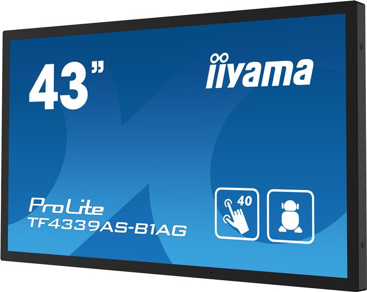 iiyama TF4339AS-B1AG beeldkrant Digitale signage flatscreen 108 cm (42.5"") LED 500 cd/m² 2.4K Ultra HD Zwart Touchscreen Type processor Android 24/7