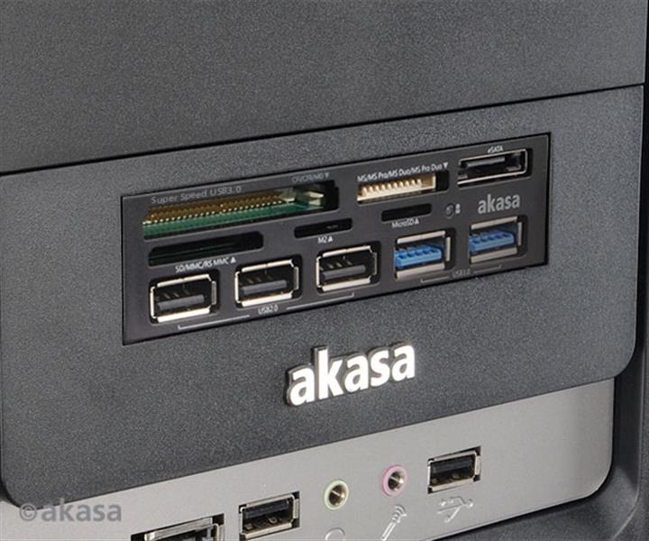 Akasa 3 5 superspeed usb3 0 5-slot multicard reader with esata and multiple usb port panel