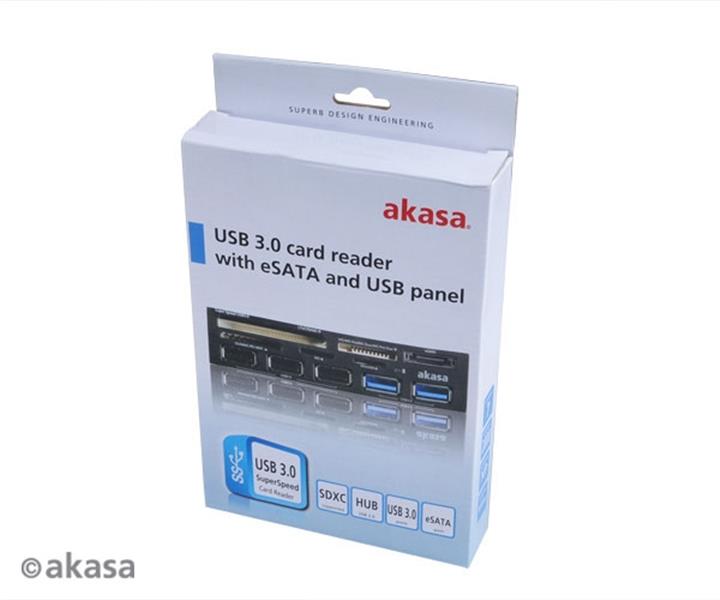 Akasa 3 5 superspeed usb3 0 5-slot multicard reader with esata and multiple usb port panel