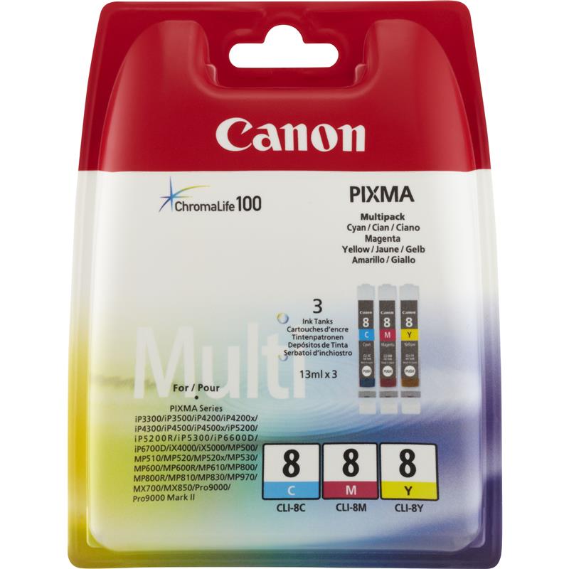 Canon CLI-8 Chromalife Pack Origineel Cyaan, Magenta, Geel 3 stuk(s)