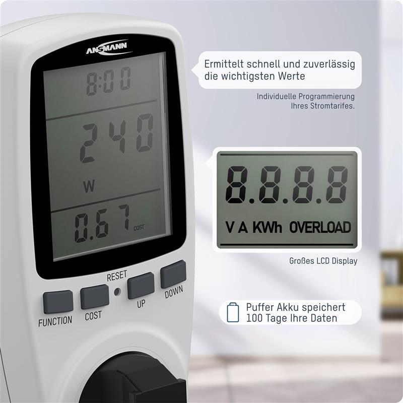 ANSMANN 1260-0007 Energy Cost Meter APM2