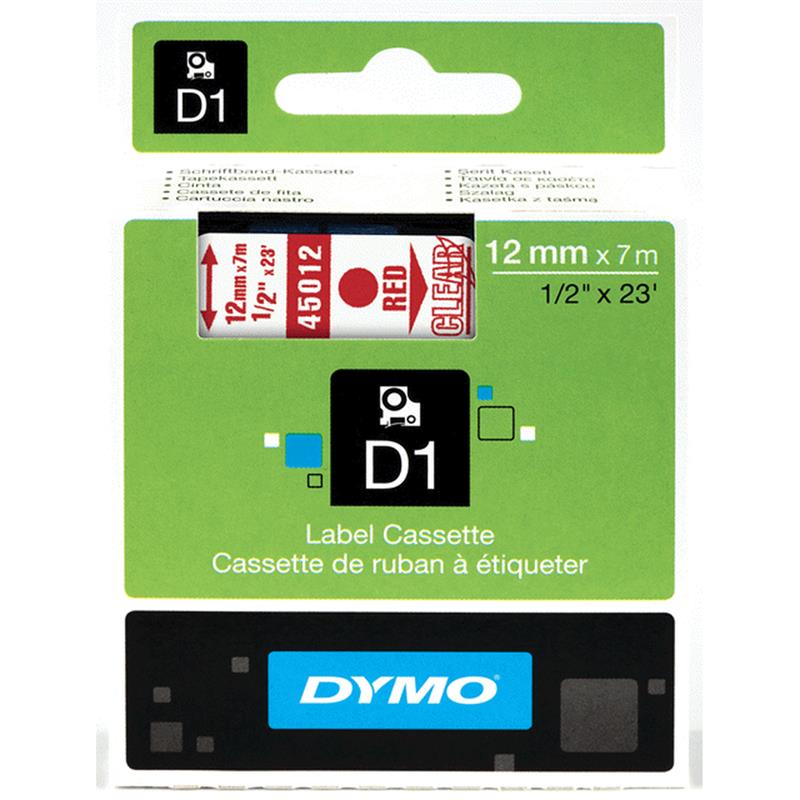 DYMO S0720520 labelprinter-tape Rood op transparant