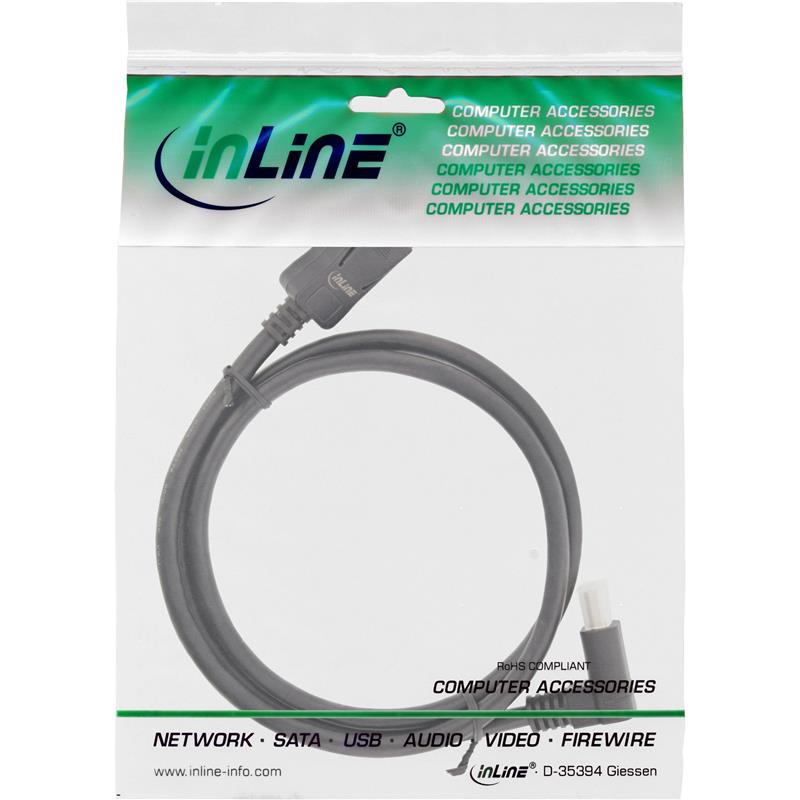 InLine DisplayPort 1 4 cable 8K4K downward angled black gold 1m