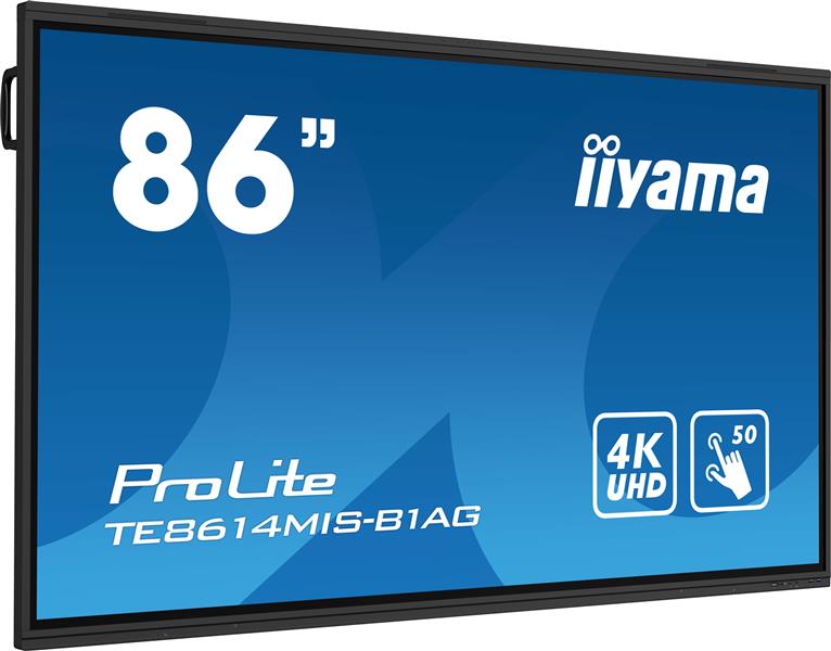 iiyama TE8614MIS-B1AG beeldkrant Interactief flatscreen 2,17 m (85.6"") LCD Wifi 435 cd/m² 4K Ultra HD Zwart Touchscreen Type processor Android 24/7
