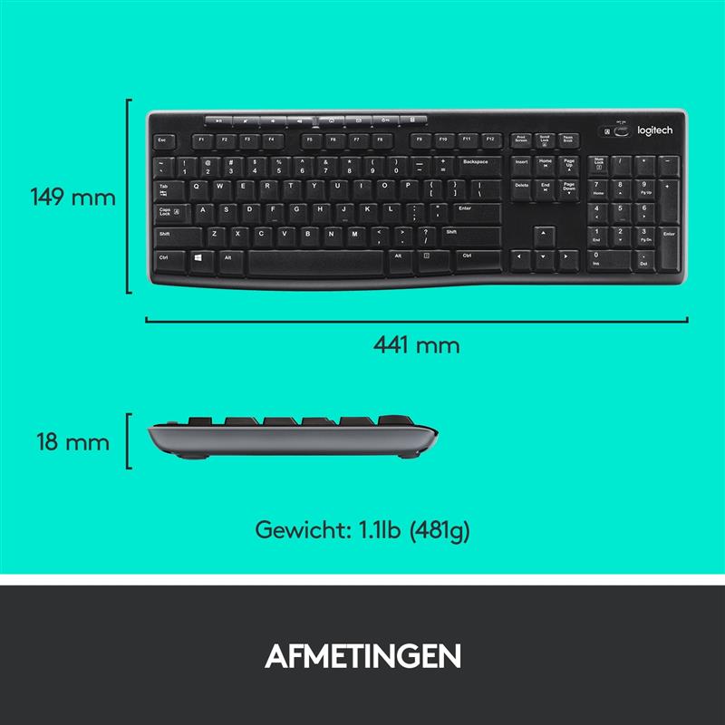 Logitech Wireless Combo MK270 toetsenbord Inclusief muis USB QWERTY Spaans Zwart