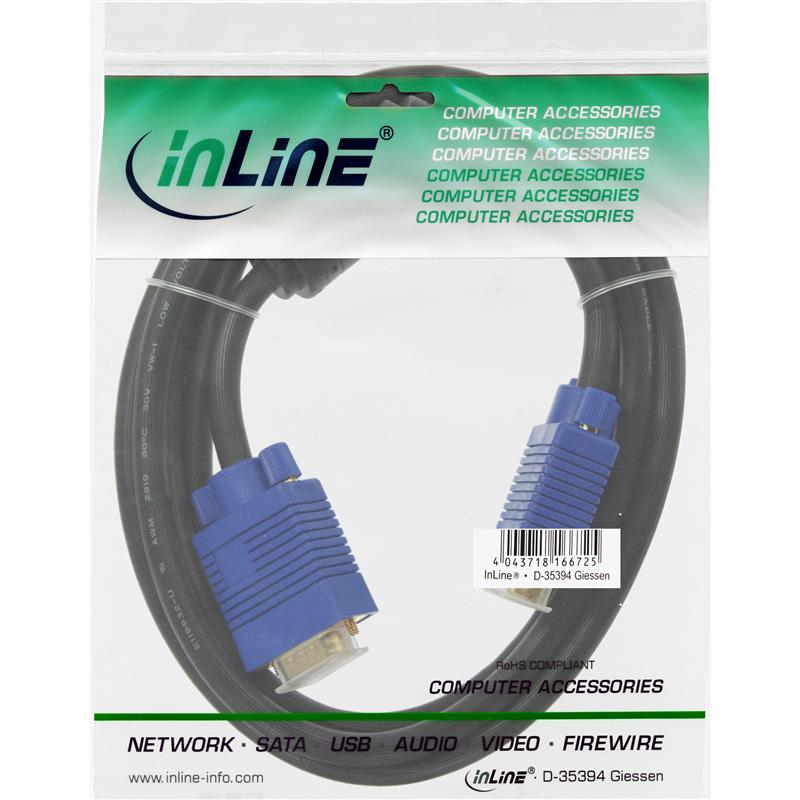 InLine S-VGA kabel Premium zwart 15HD M M 1m