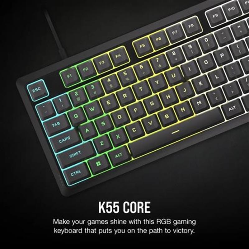 Corsair K55 CORE RGB toetsenbord USB QWERTY US International Grijs