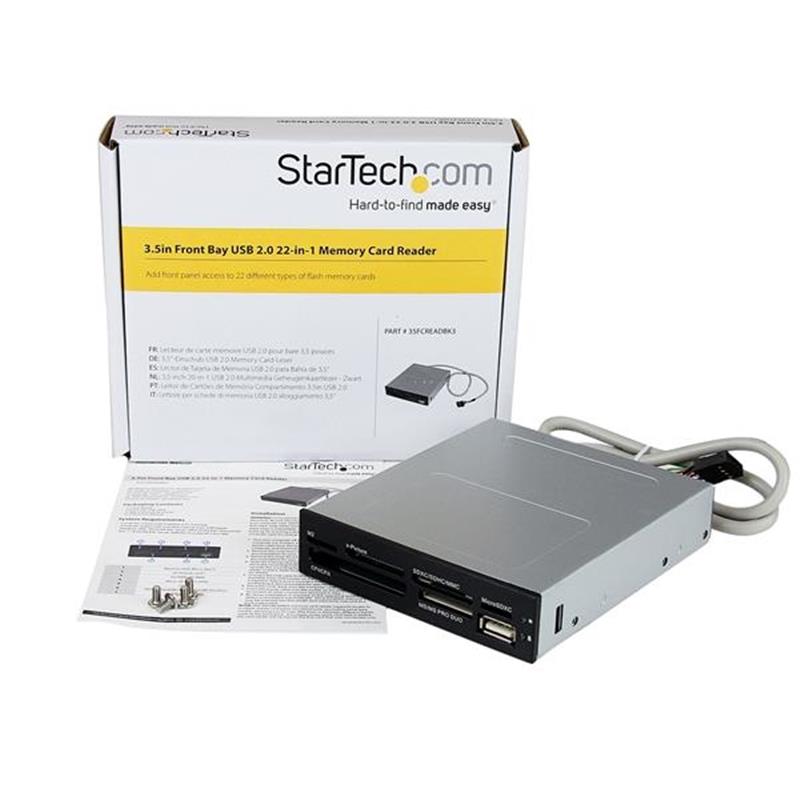 StarTech.com Interne USB 2.0 multimedia kaartlezer 3,5"" 22-in-1 Front Panel card reader 22-in-1 zwart