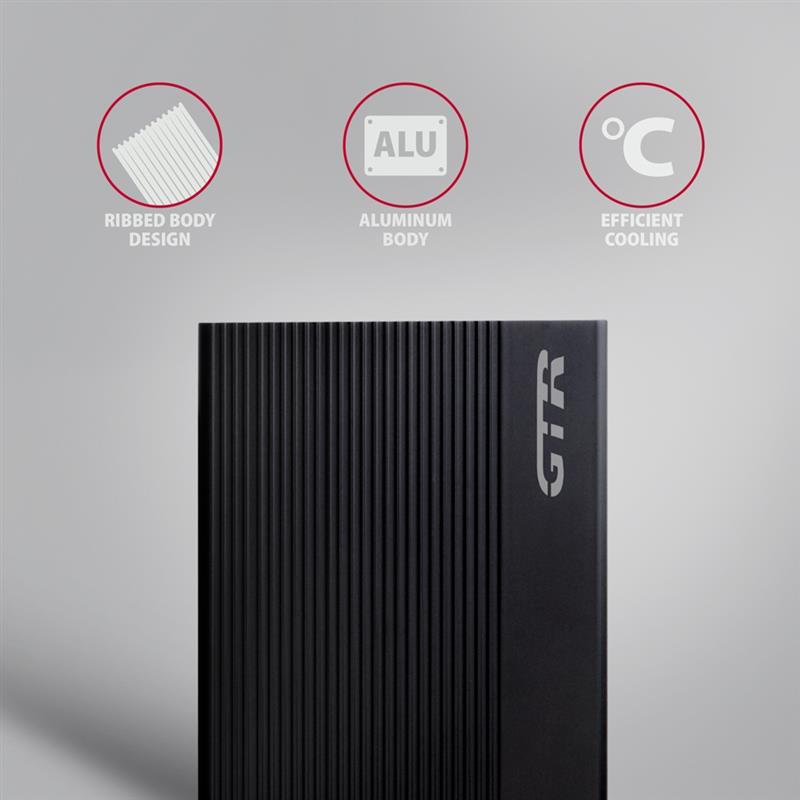 Axagon EE35-GTR USB-C 5Gbps - SATA 6G, 3.5 RIBBED box BLACK - USB Typ C HDD-behuizing Zwart 3.5""
