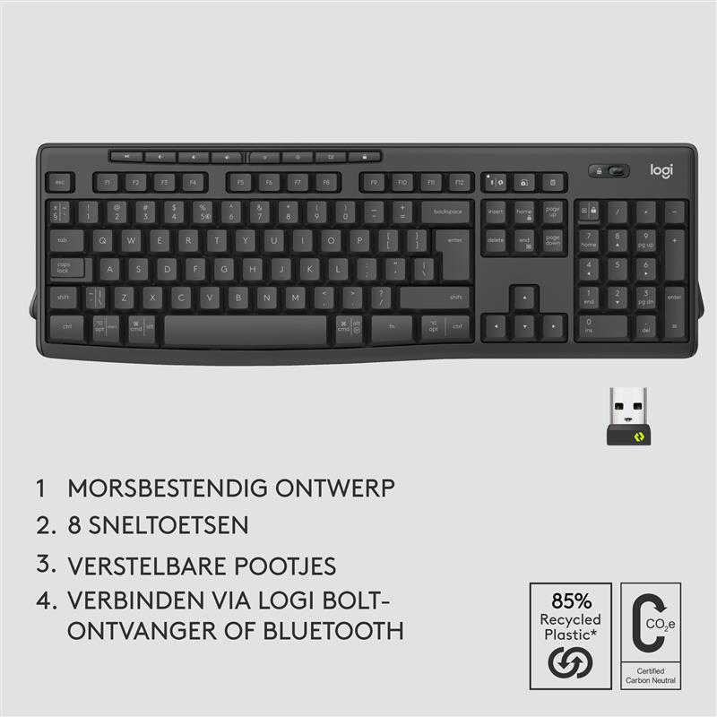 Logitech MK370 Combo for Business toetsenbord Inclusief muis RF-draadloos + Bluetooth AZERTY Belgisch Grafiet