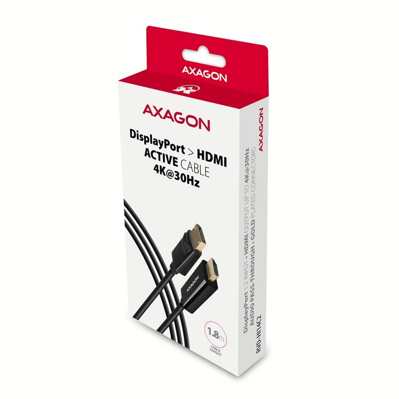 Axagon RVD-HI14C2 video kabel adapter 1,8 m HDMI Type A (Standaard) DisplayPort Zwart