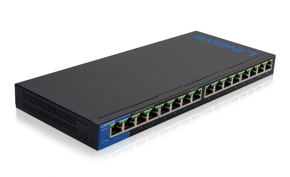 Linksys 16-poorts Gigabit PoE - desktopswitch (LGS116P)