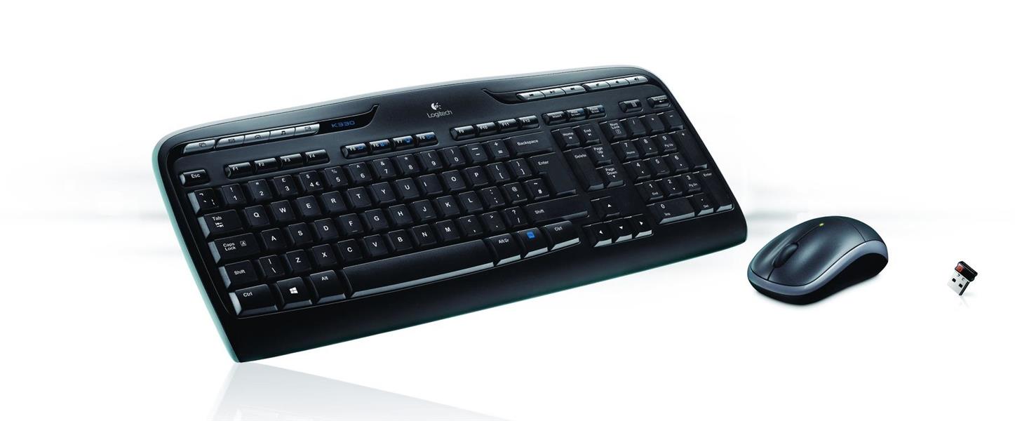 Logitech Wireless Combo MK330 toetsenbord Inclusief muis RF Draadloos Russisch Zwart