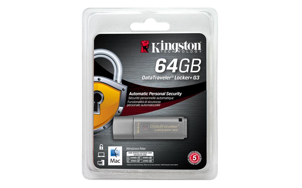 Kingston Technology DataTraveler Locker+ G3 64GB USB flash drive USB Type-A 3.2 Gen 1 (3.1 Gen 1) Zilver