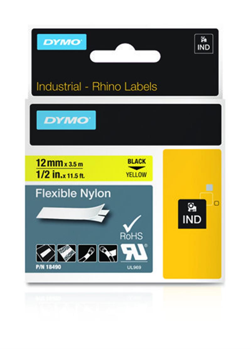 DYMO 18490 labelprinter-tape Zwart op geel