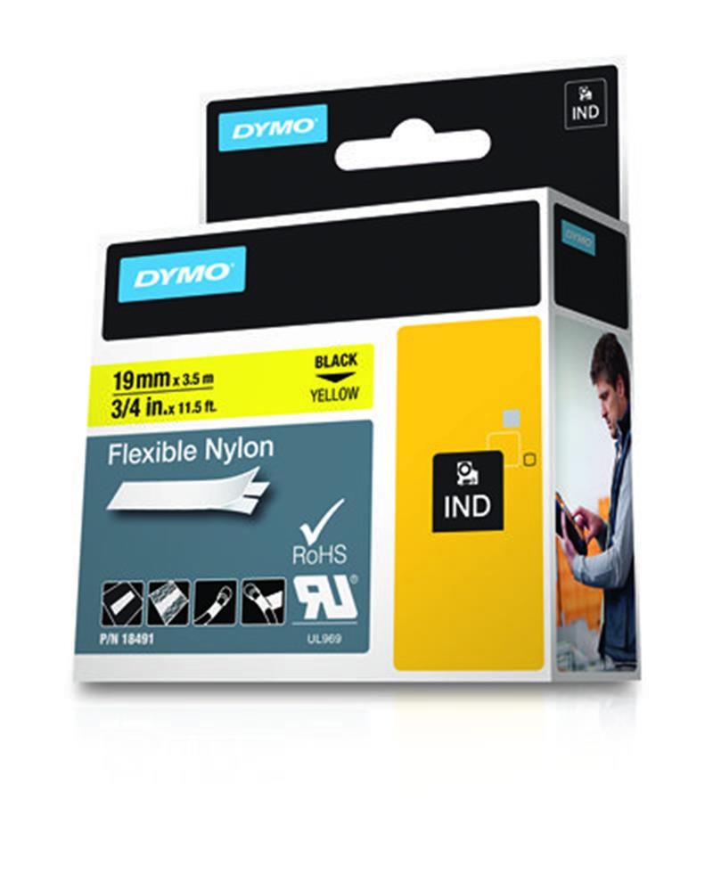 DYMO 18491 labelprinter-tape Zwart op geel