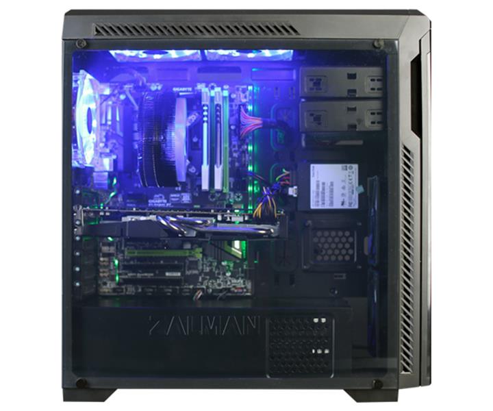 Zalman ATX Mid Tower PC Case Full Acryl side panel 5 Fans installed 15 dot Blue LED 3 Fans 2 standard fans installed 