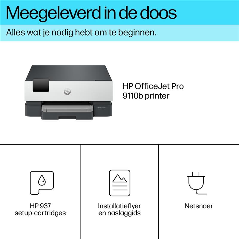 HP OfficeJet Pro 9110b printer, Kleur, Printer voor Thuis en thuiskantoor, Print, Draadloos; Dubbelzijdig printen; Printen vanaf telefoon of tablet; T