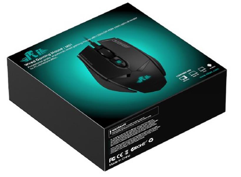 Rii MO1 Programmable Gaming Mouse with 12000 DPI RGB LED PMW3360 MCU Omron switches 
