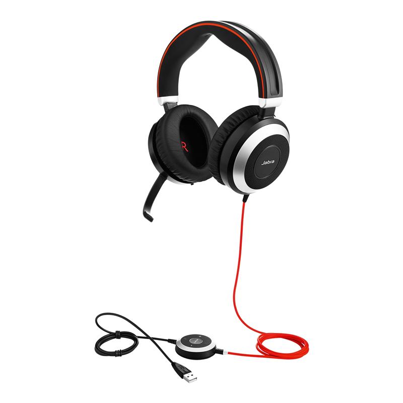 Jabra Evolve 80 MS Stereo Headset Bedraad Hoofdband Kantoor/callcenter Zwart