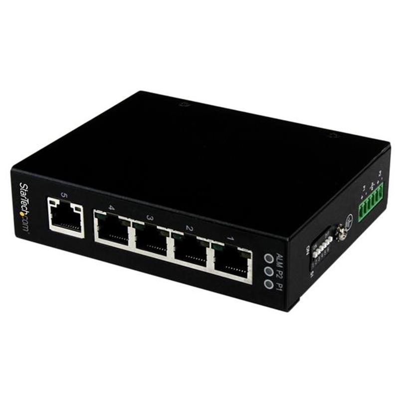 StarTech.com 5-poorts onbeheerde industriële gigabit Ethernet switch op een DIN-rail / wand monteerbaar