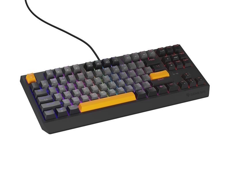 GENESIS Thor 230 TKL toetsenbord Gamen USB + RF Wireless + Bluetooth QWERTY Zwart, Grijs, Oranje