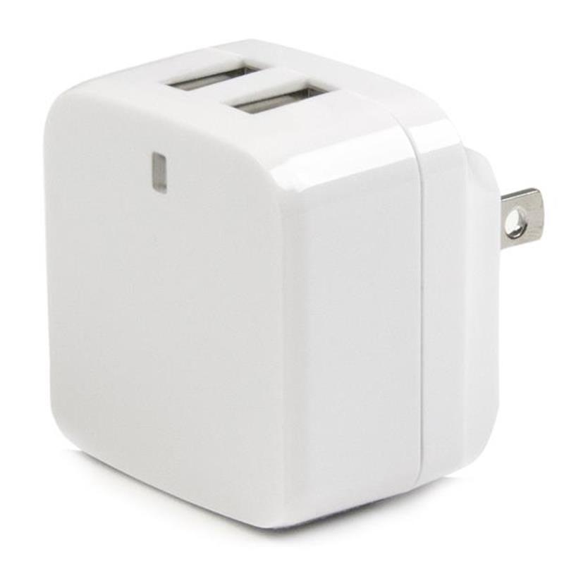 StarTech.com 2-poorts USB-lader hoog vermogen (17 W / 3,4 A) reislader (internationaal) wit