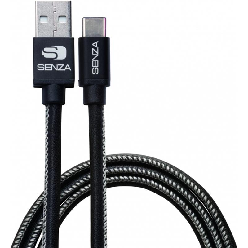 Senza Premium Leather Charge Sync Cable USB-C 1 5m Black