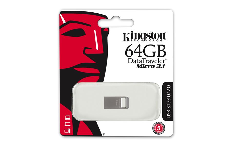 Kingston Technology DataTraveler Micro 3.1 64GB USB flash drive USB Type-A 3.2 Gen 1 (3.1 Gen 1) Metallic