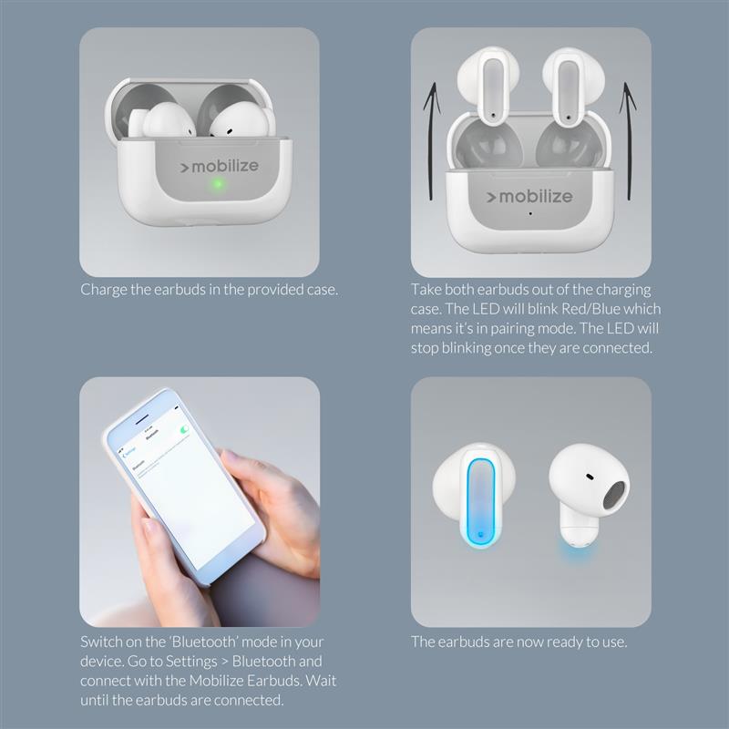 Mobilize Bluetooth TWS Earbuds Mini White