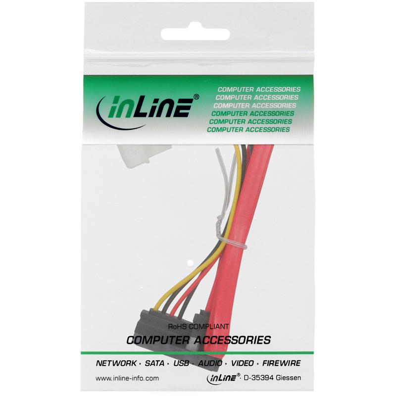 InLine SATA kabel met gegevens- en voedingsconnector 50 15cm