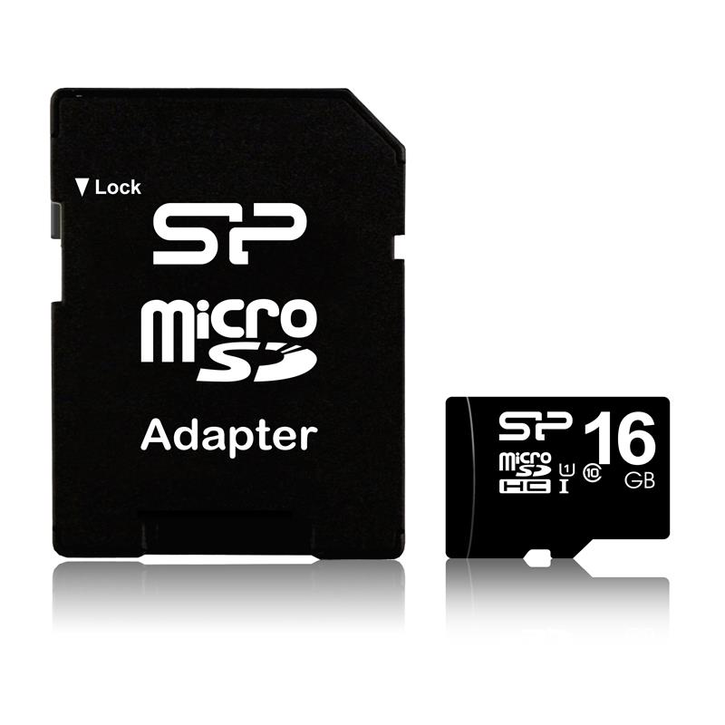 Silicon Power 16GB MicroSDHC Class10 UHS-1 incl. SD-adapter Zwart