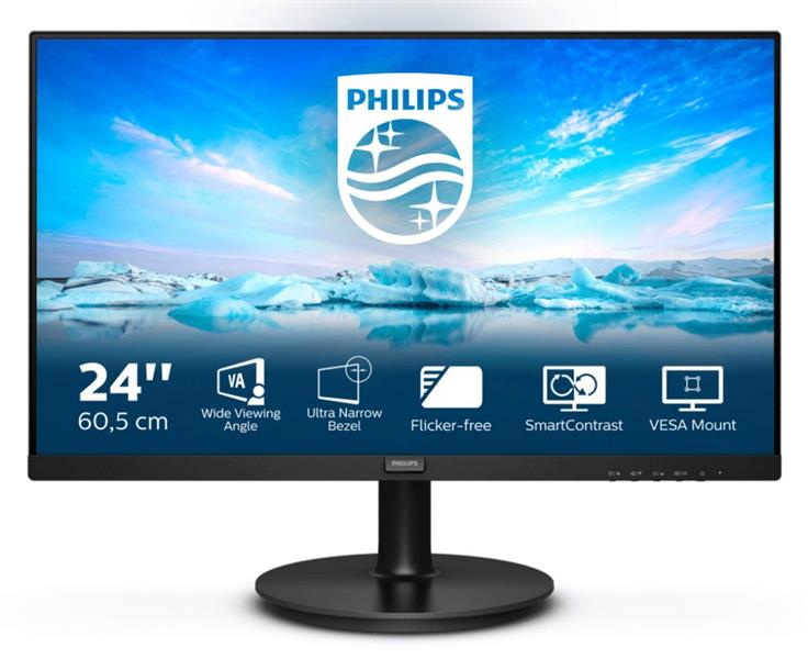 Philips V Line 241V8LA/00 LED display 60,5 cm (23.8) 1920 x 1080 Pixels Full HD Zwart