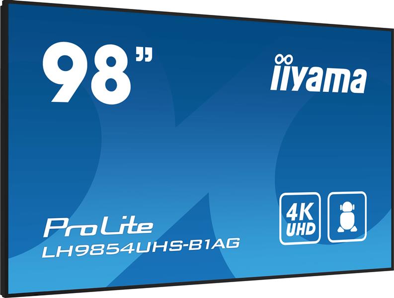 iiyama LH9854UHS-B1AG beeldkrant Digitale signage flatscreen 2,48 m (97.5"") LCD Wifi 500 cd/m² 4K Ultra HD Zwart Type processor Android 11 24/7