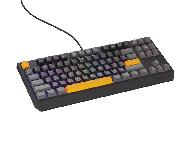 GENESIS Thor 230 TKL toetsenbord Gamen USB + RF Wireless + Bluetooth QWERTY Zwart, Grijs, Oranje