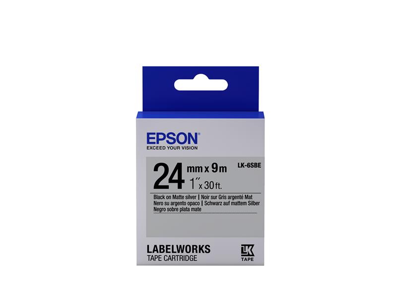 Epson Matte Tape - LK-6SBE Matte Blk/MattSiv 24/9