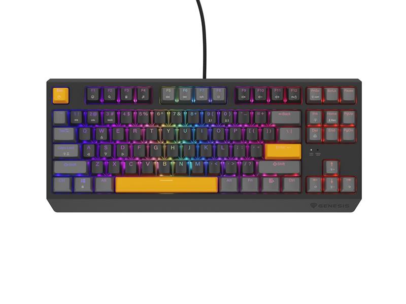 GENESIS Thor 230 TKL toetsenbord Gamen USB + RF Wireless + Bluetooth QWERTY Zwart, Grijs, Oranje