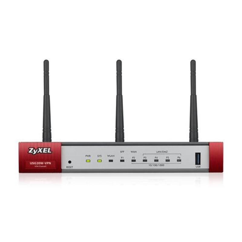 Zyxel USG20W-VPN-EU0101F draadloze router Dual-band (2.4 GHz / 5 GHz) Gigabit Ethernet Grijs, Rood
